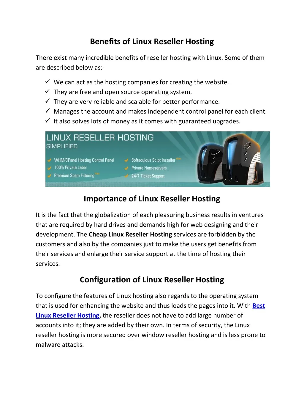 benefits of linux reseller hosting