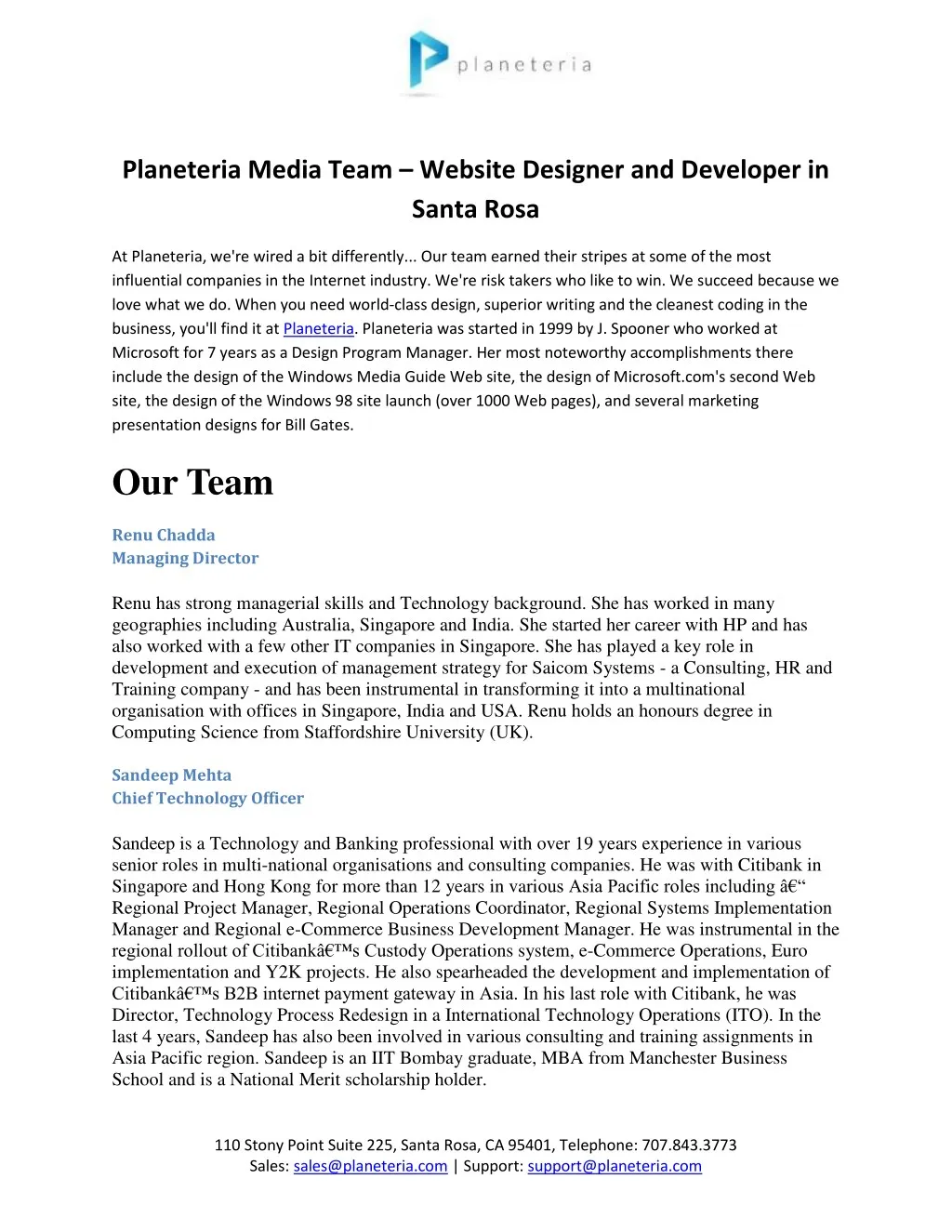 planeteria media team website designer