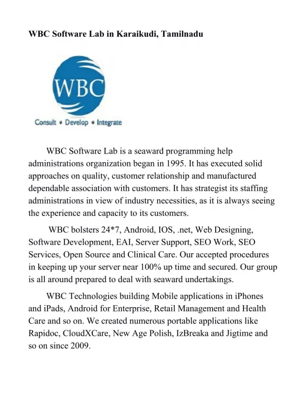 WBC Software Lab