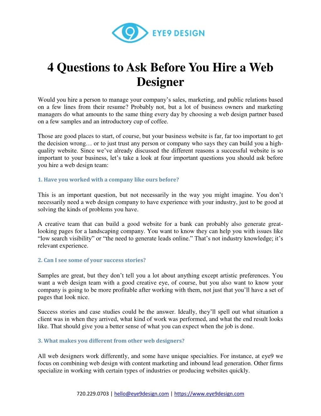 4 questions to ask before you hire a web designer