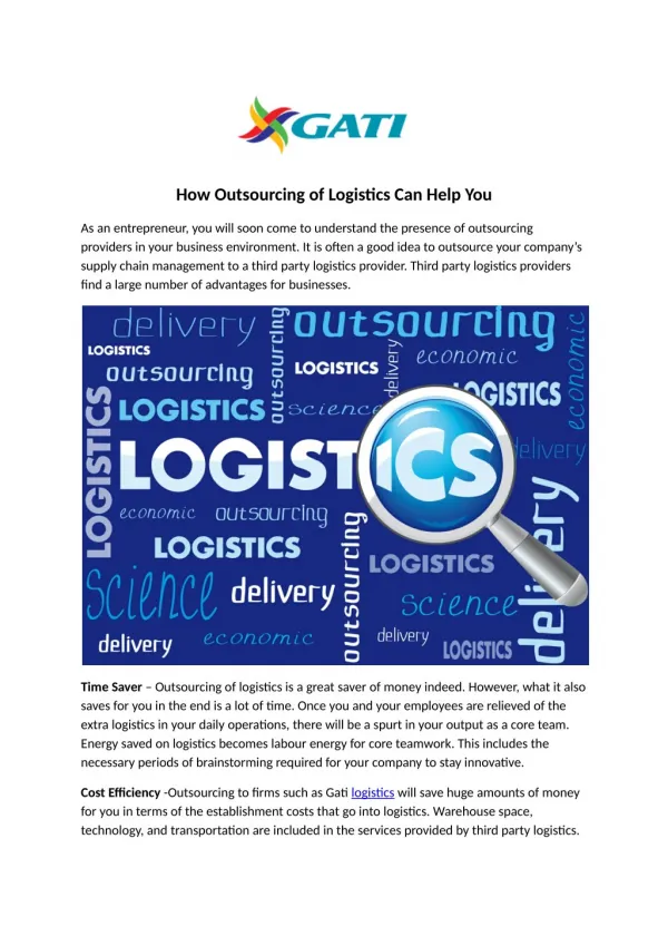 How Outsourcing of Logistics Can Help You