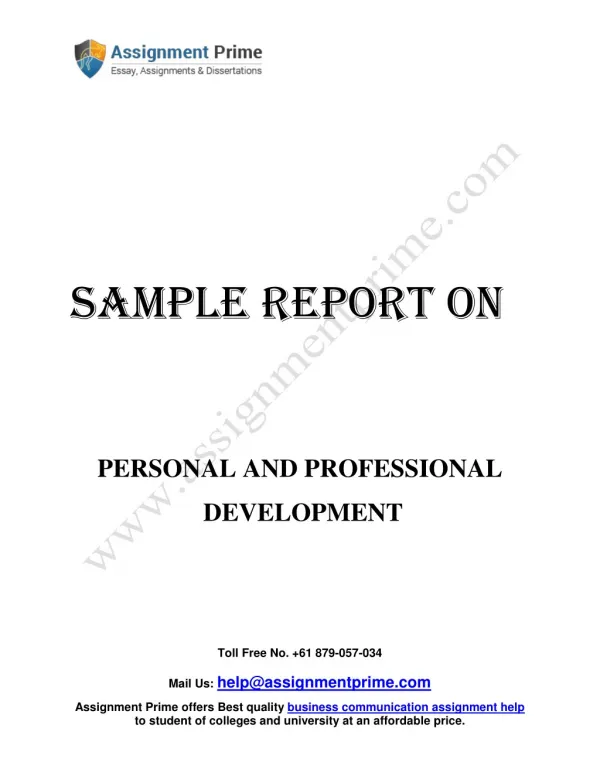 Sample Report on Personal and Professional Development: Assignment prime