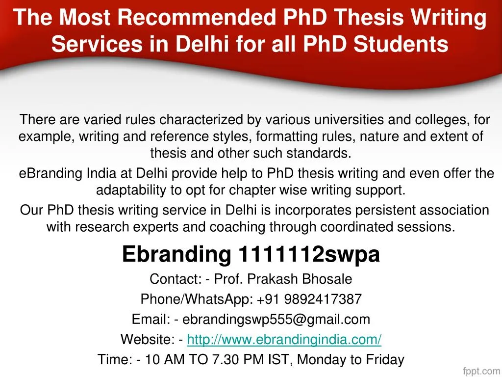 the most recommended phd thesis writing services in delhi for all phd students