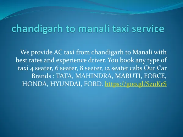 chandigarh to manali taxi service