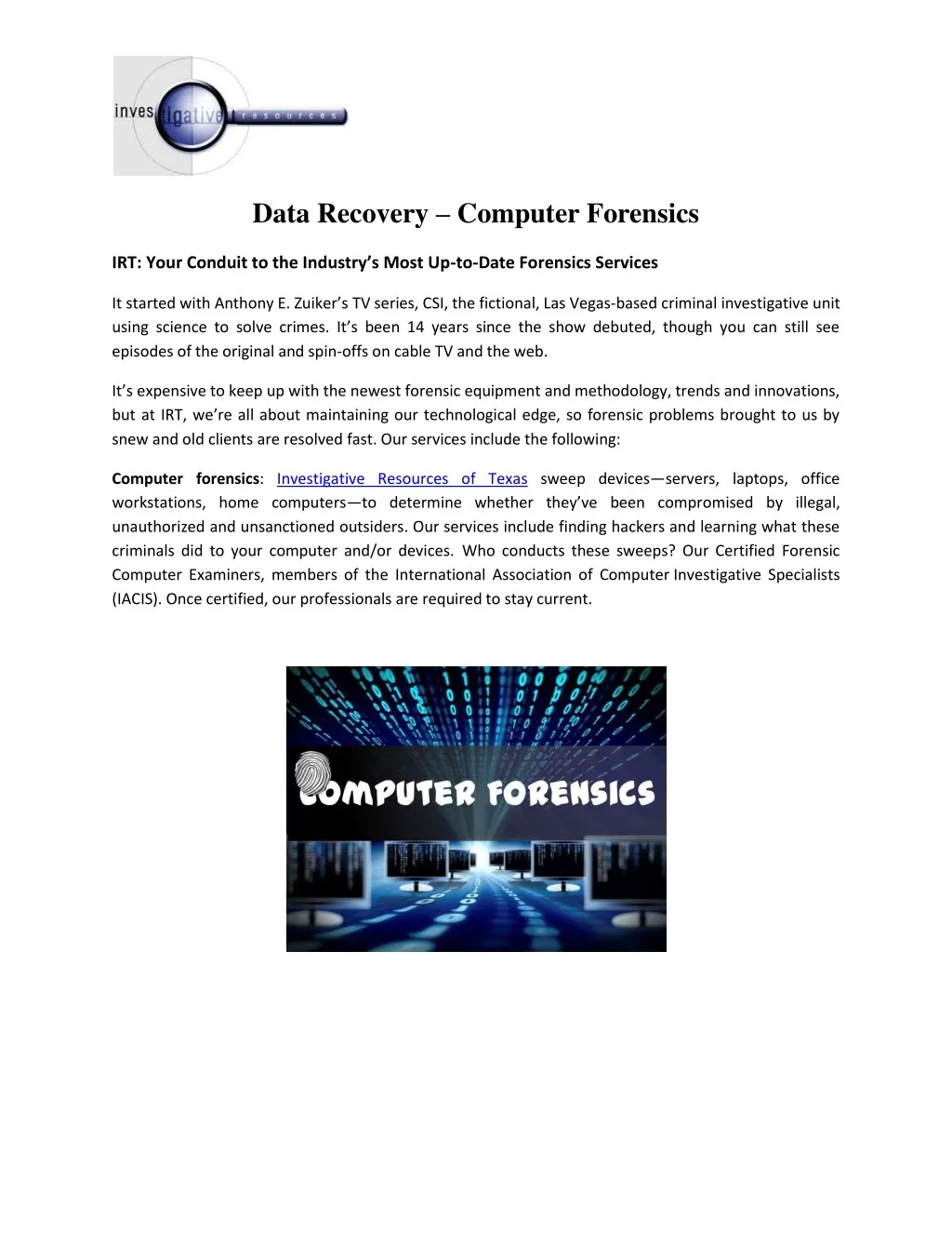 data recovery computer forensics