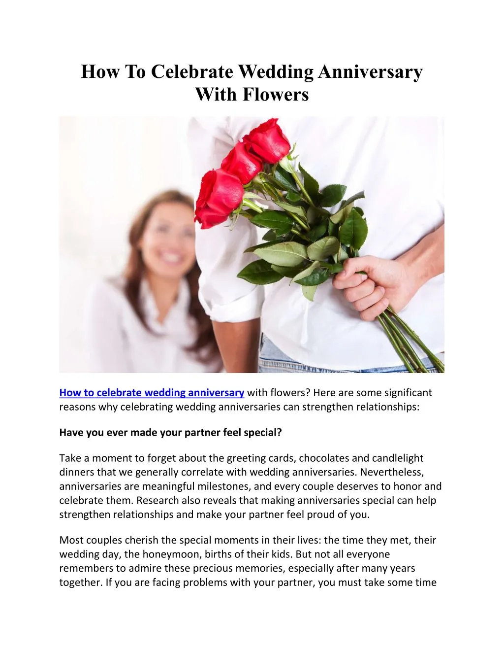 how to celebrate wedding anniversary with flowers