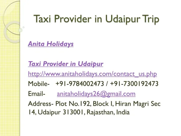 Taxi Service in Udaipur Trip