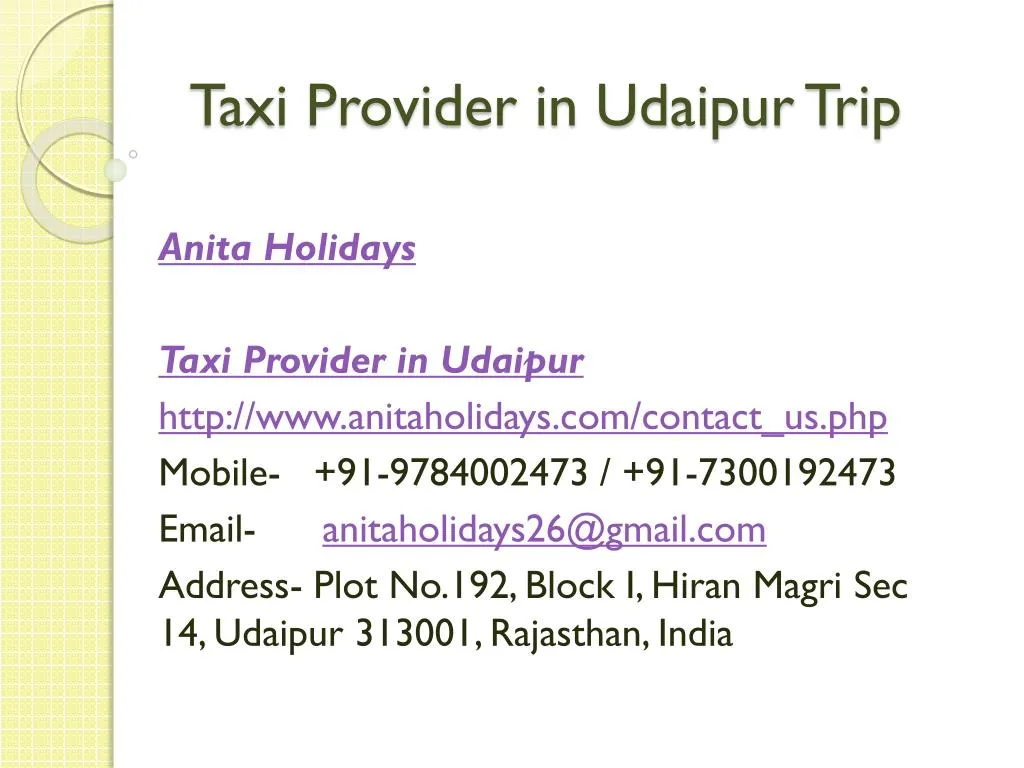 taxi provider in udaipur trip