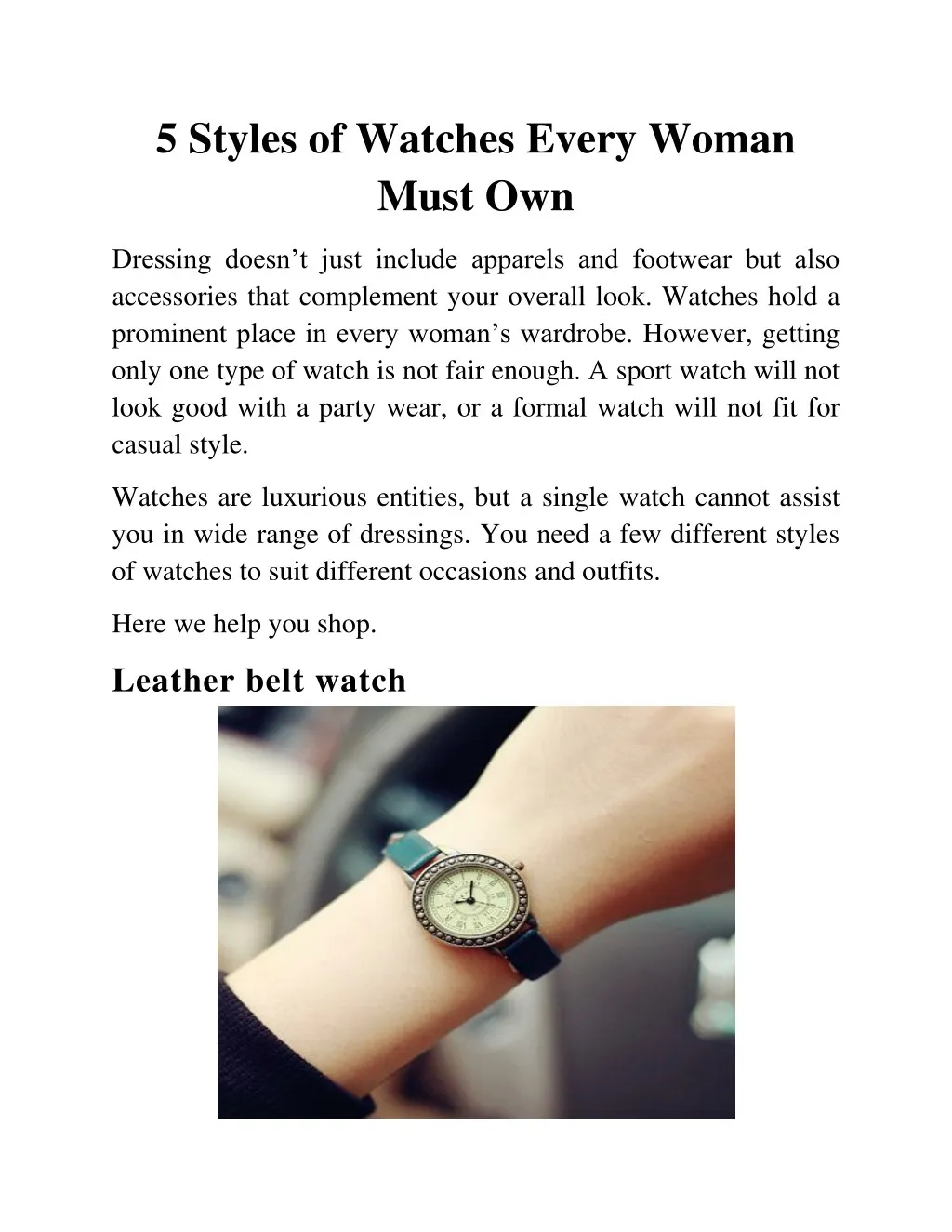 5 styles of watches every woman must own