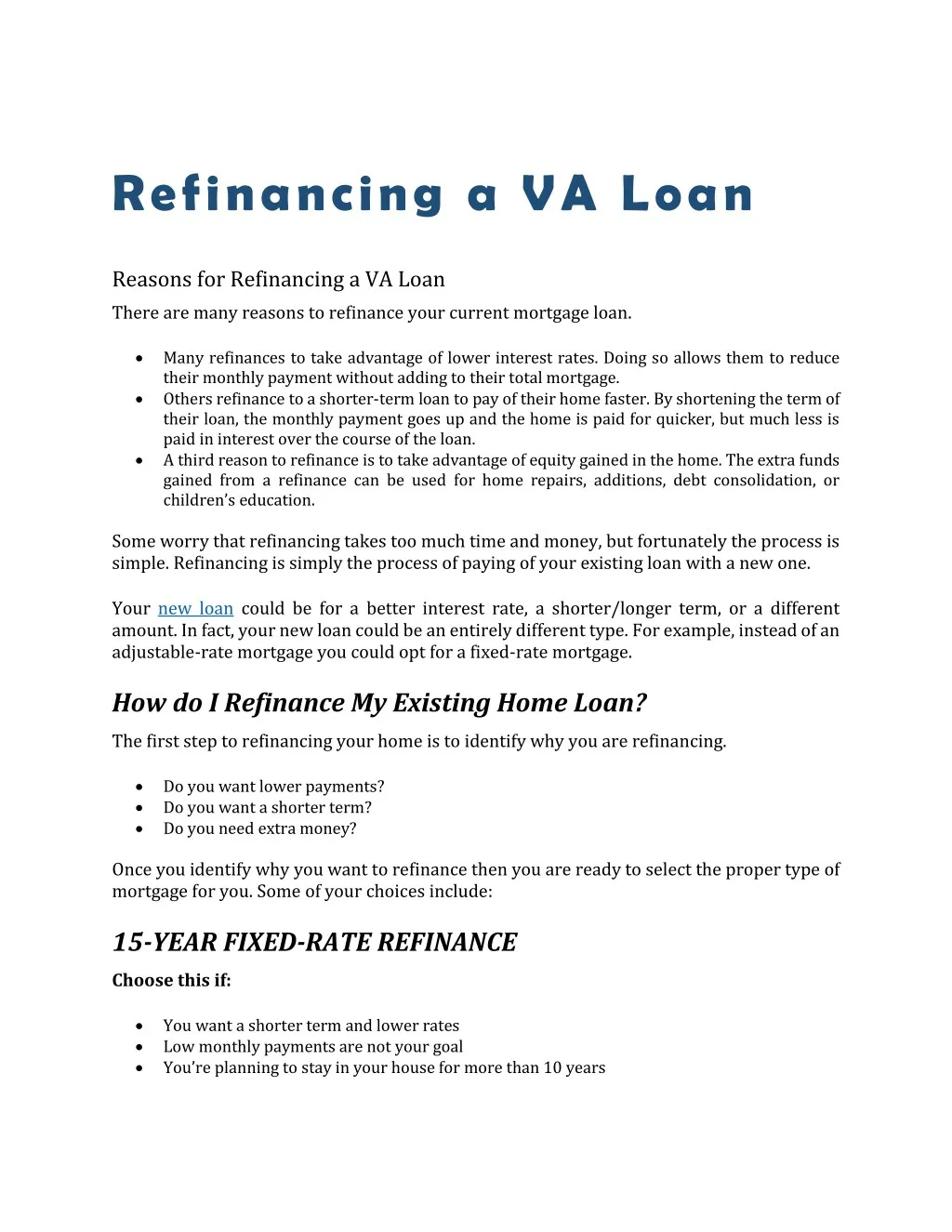 refinancing a va loan