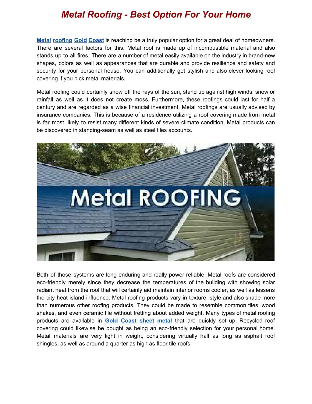 metal roofing best option for your home