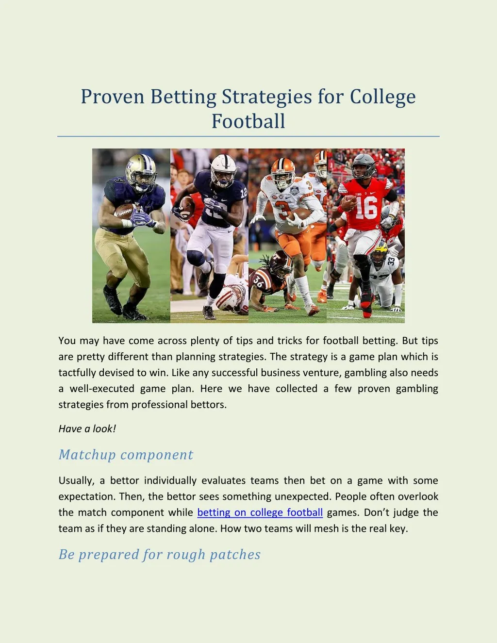 proven betting strategies for college football