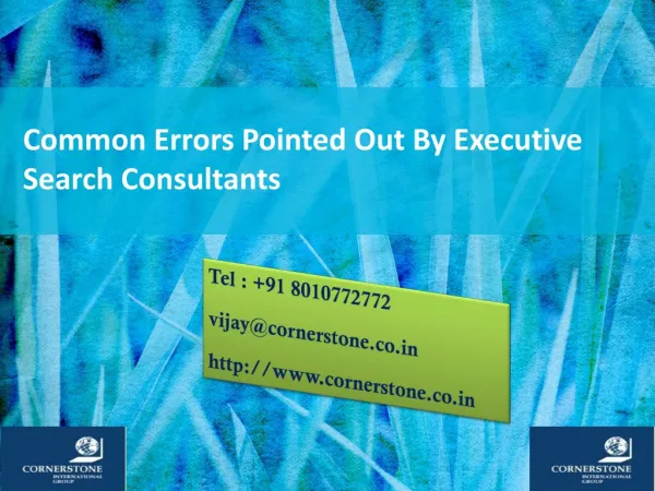 Common Errors Pointed Out By Executive Search Consultants