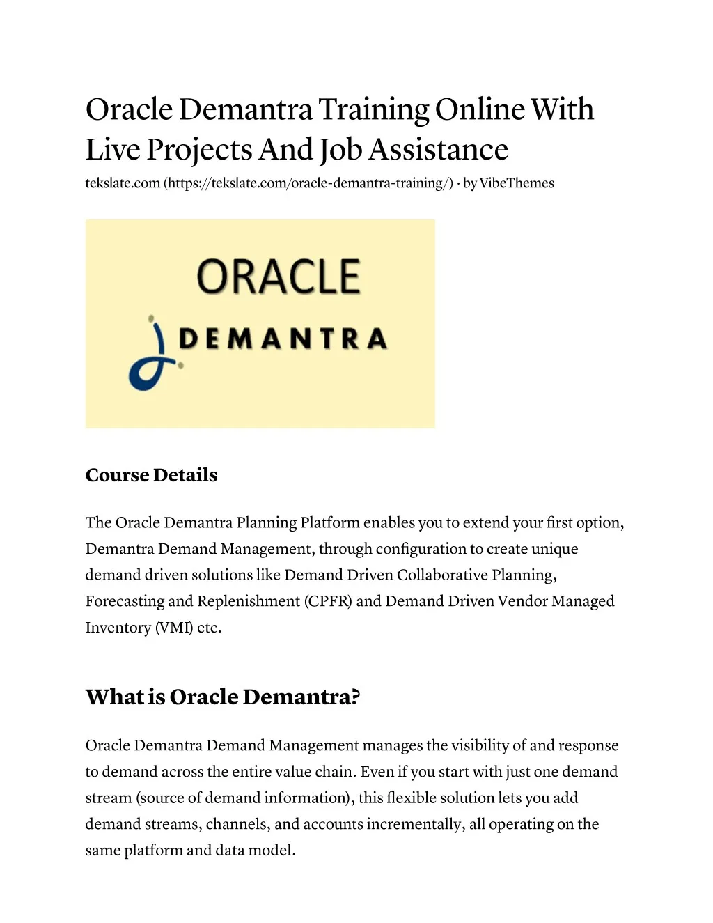 oracle demantra training online with live