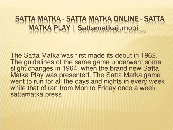 Satta Matka is Legal Game in India by SattaMatkaji