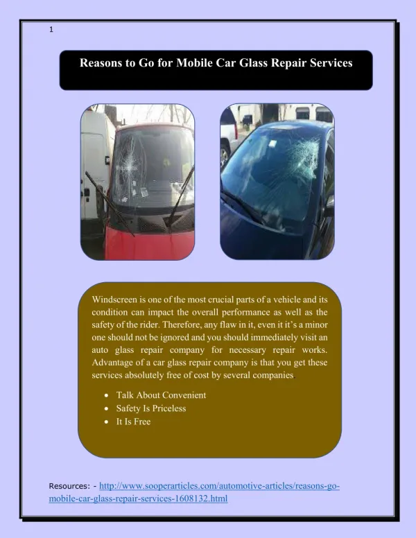 Reasons to Go for Mobile Car Glass Repair Services