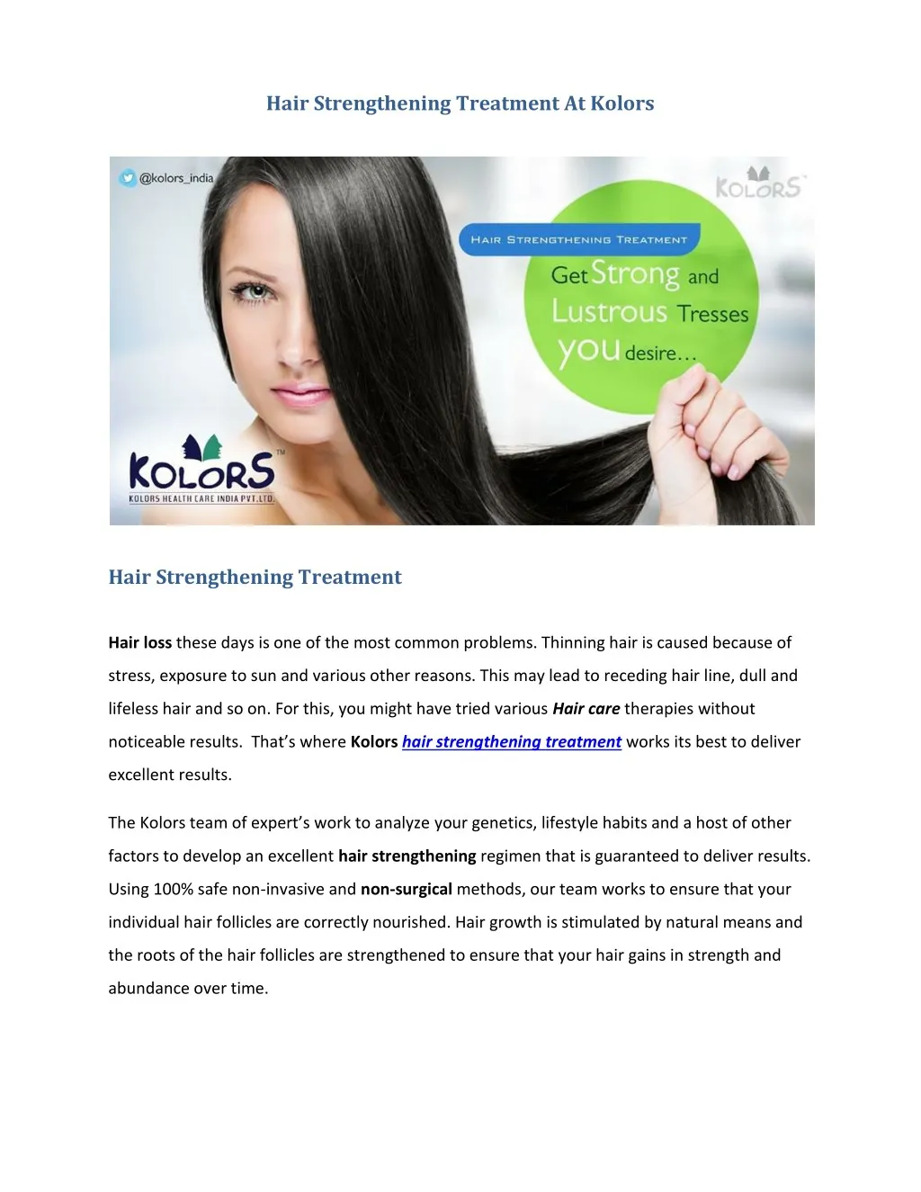 hair strengthening treatment at kolors
