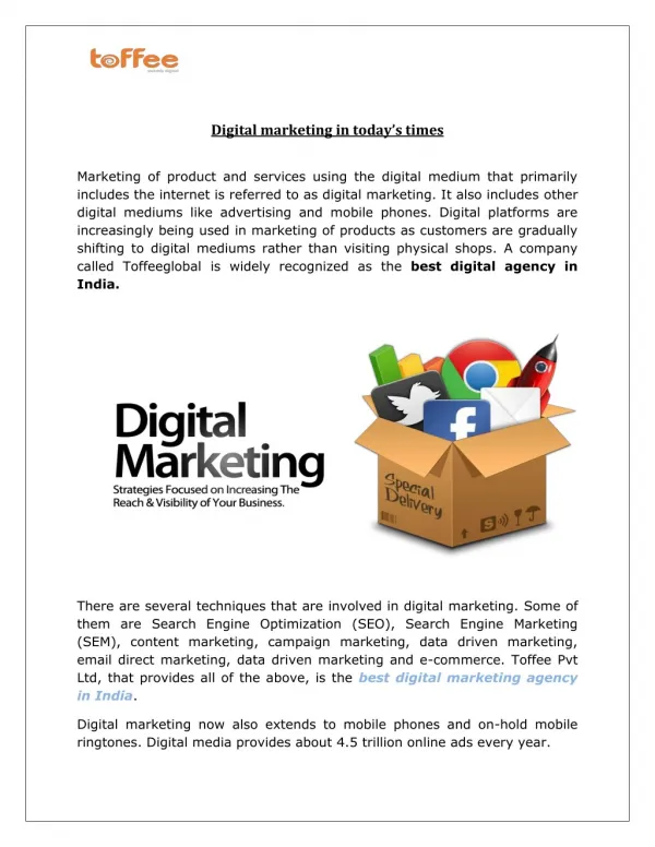 Digital marketing in today’s times