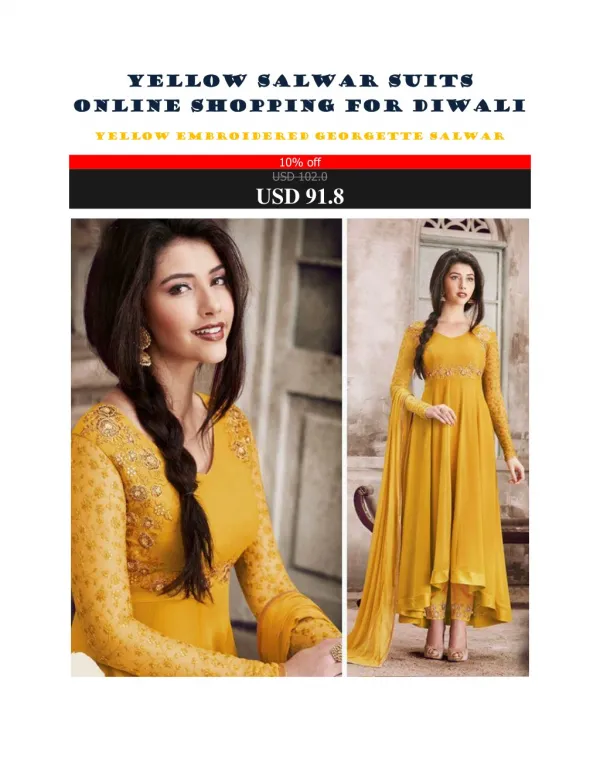 Yellow Salwar Suits Online Shopping For Diwali