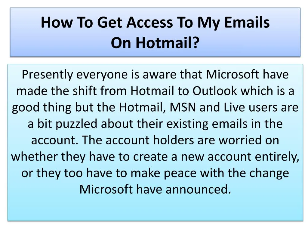 how to get access to my emails on hotmail