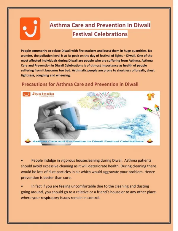 Asthma Care and Prevention in Diwali Prevention Celebrations