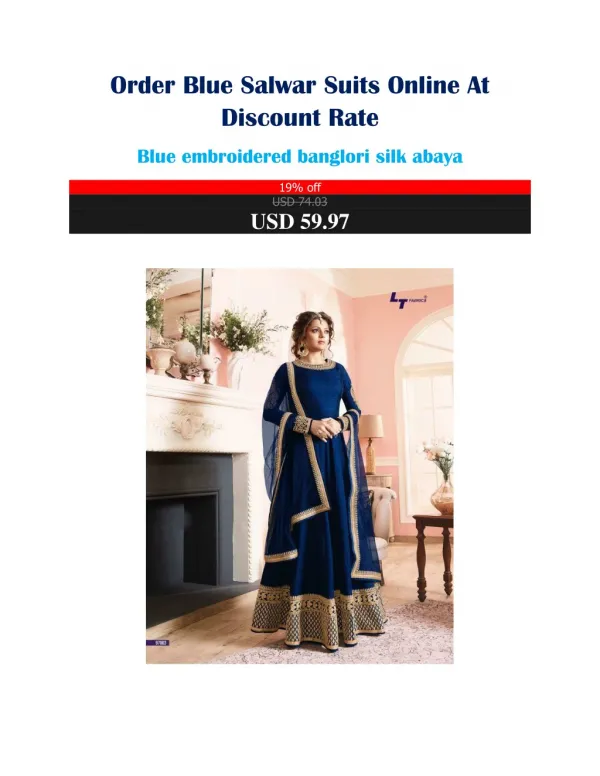 Order Blue Salwar Suits Online At Discount Rate