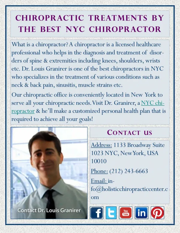 Chiropractic Treatments by the Best NYC Chiropractor
