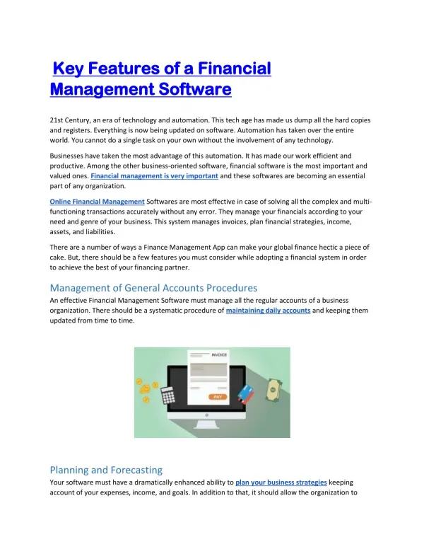 Key Features of a Financial Management Software