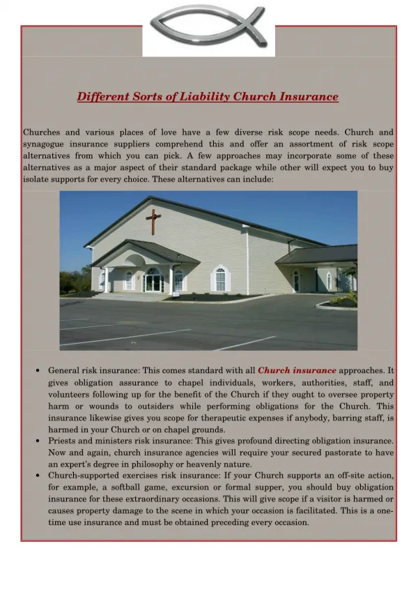 Different Sorts of Liability Church Insurance