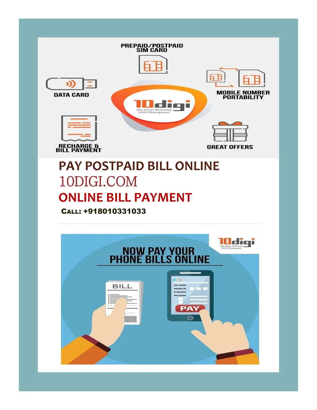 pay postpaid bill online 10digi com 10digi