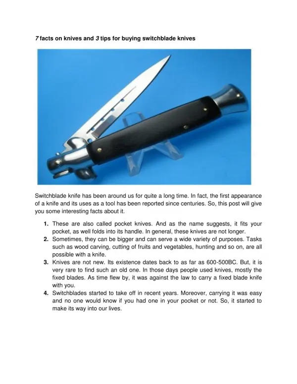 7 facts on knives and 3 tips for buying switchblade knives