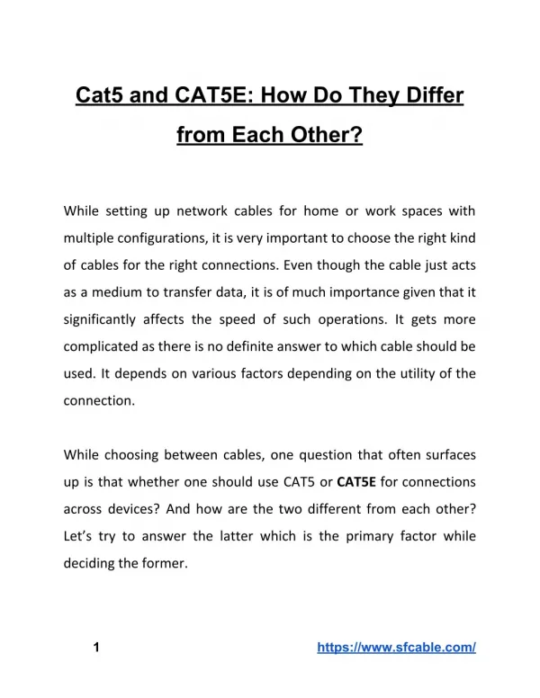 Cat 5 and CAT5E: How Do They Differ from Each Other?