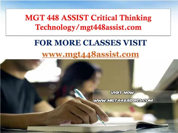 MGT 448 ASSIST Critical Thinking Technology/mgt448assist.com