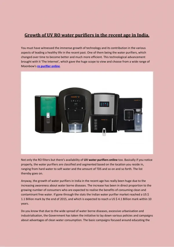 Ro water purifier online