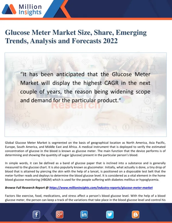 Glucose Meter Market Emerging Trends and Forecasts 2022