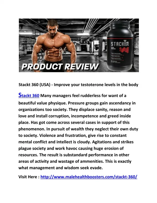 Stackt 360 (USA) - Improve your testoterone levels in the body