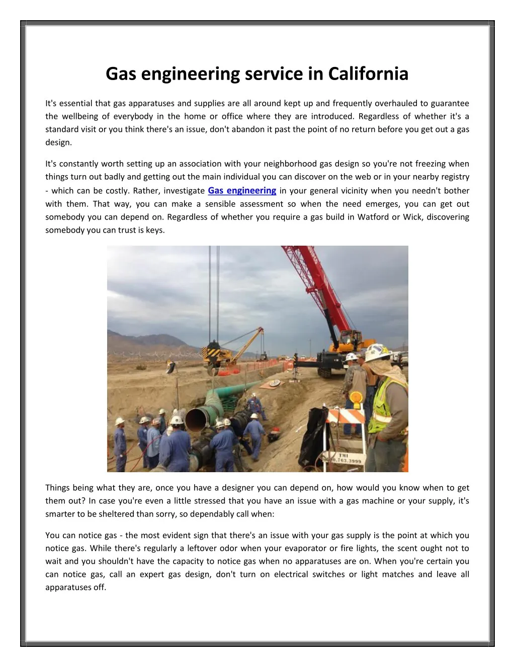 gas engineering service in california