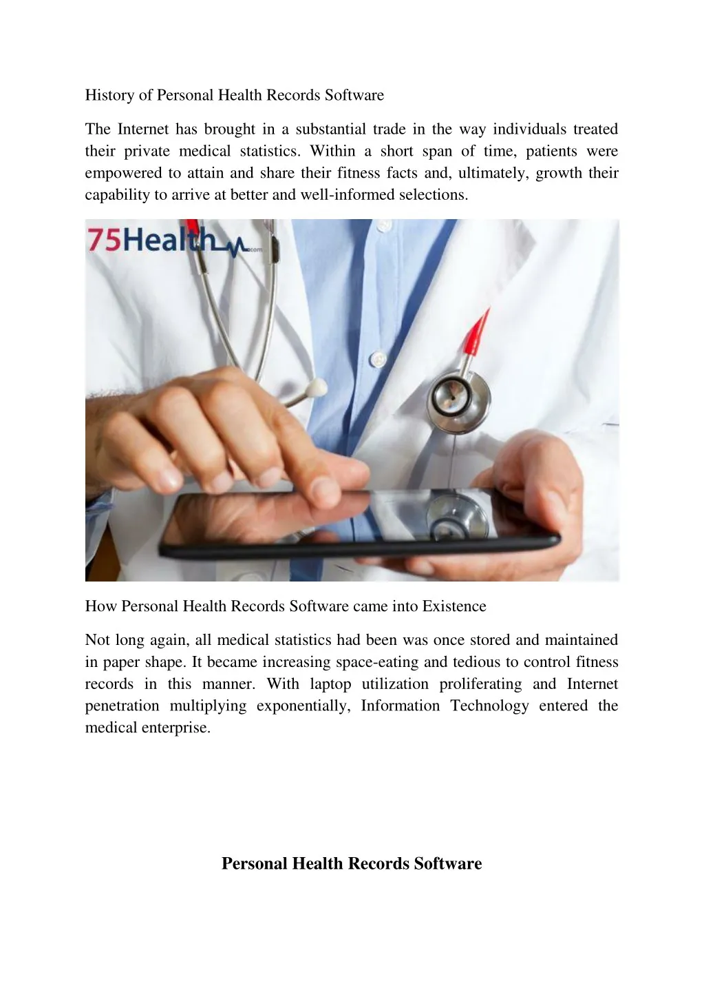 history of personal health records software