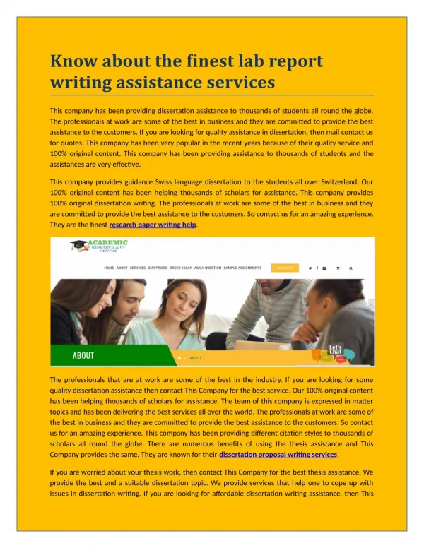 Know about the finest lab report writing assistance services