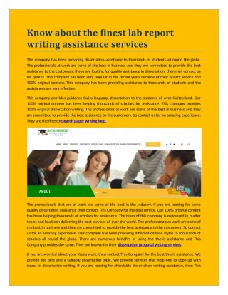 Know about the finest lab report writing assistance services - slide 1