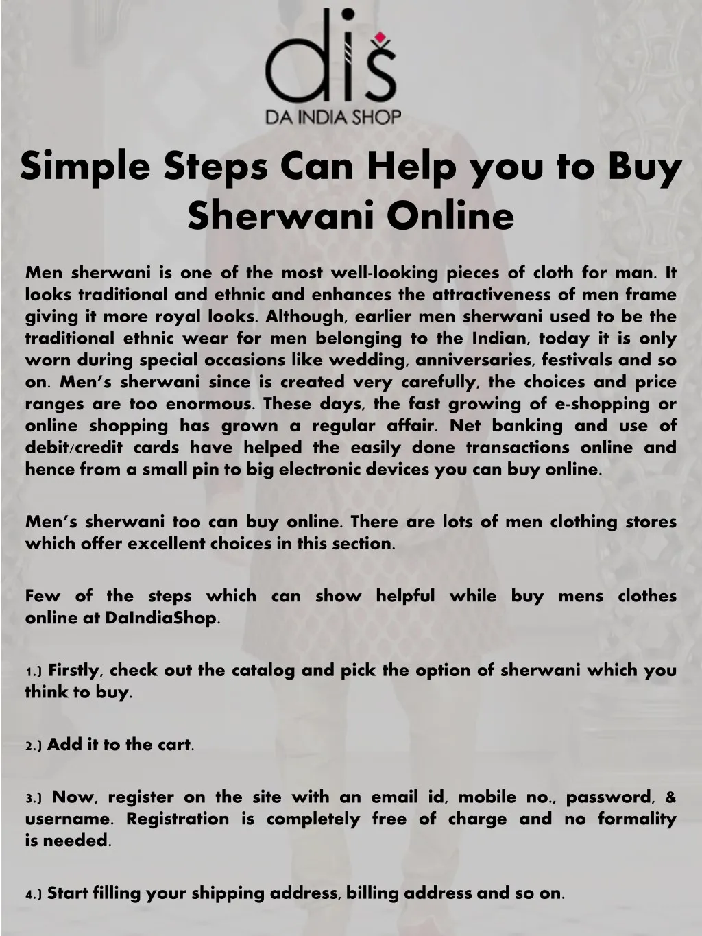 simple steps can help you to buy sherwani online