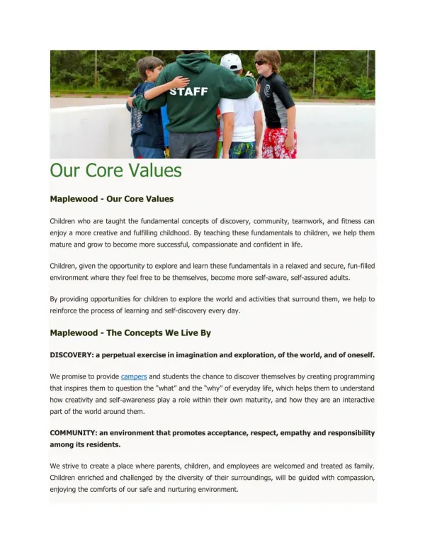 Maplewood Core Values
