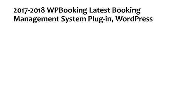 WPBooking Multipurpose plugin - Booking Management System with WordPress