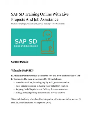 SAP SD Online Training