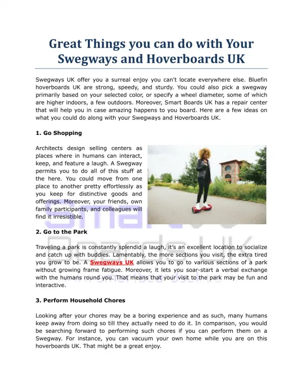 Great Things you can do with Your Swegways and Hoverboards UK