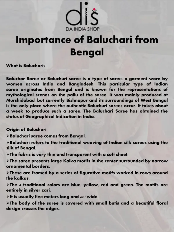 Importance of Baluchari from Bengal