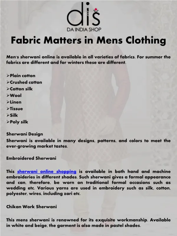 Fabric Matters in Mens Clothing