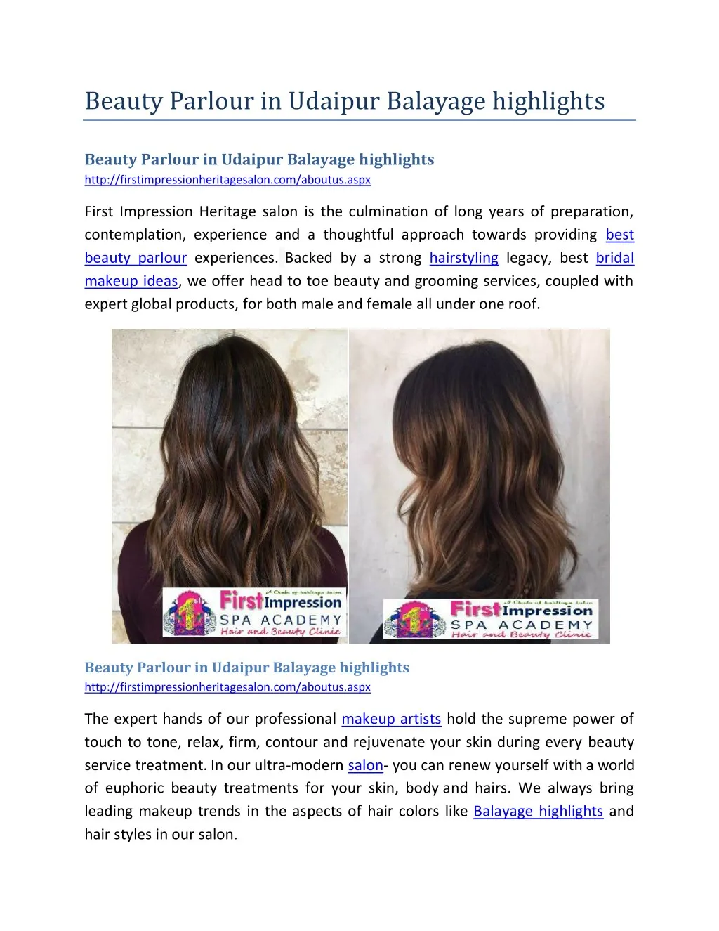 beauty parlour in udaipur balayage highlights