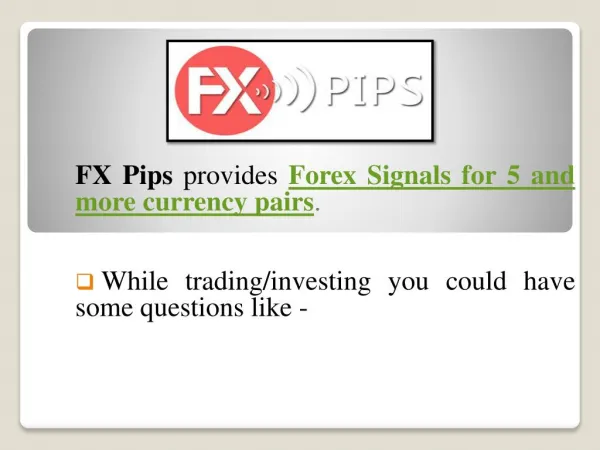 Accurate Forex Signals for 5 Currency Pair