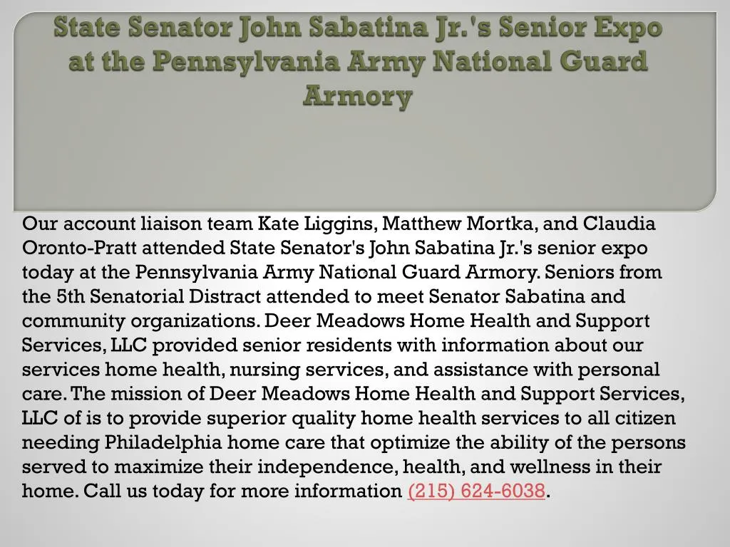 state senator john sabatina jr s senior expo at the pennsylvania army national guard armory